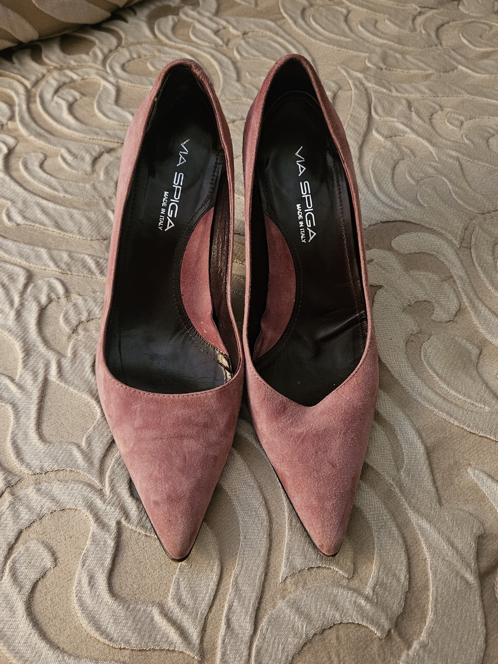 Via Spiga Dusty Rose Suede Pointed-Toe Pumps